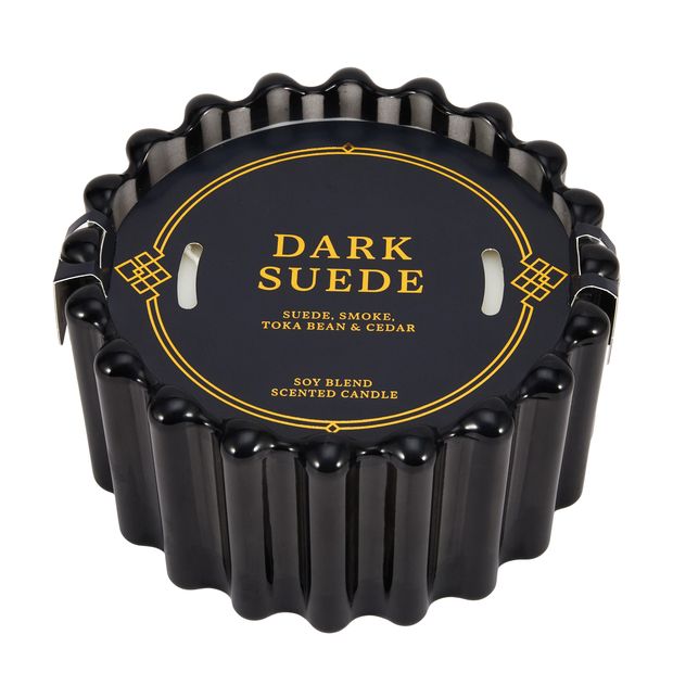 Anko Dark Suede Ribbed Glass Candle
