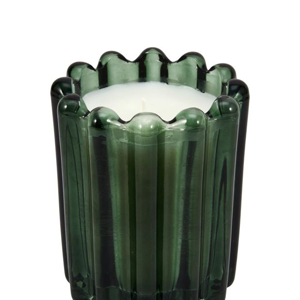 Anko Amber Woods Ribbed Glass Candle