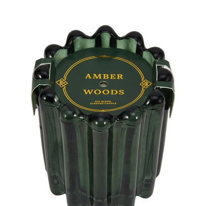 Anko Amber Woods Ribbed Glass Candle