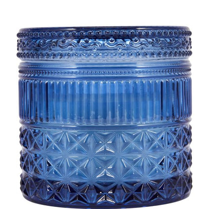 Anko Blue Embossed Glass Candle
