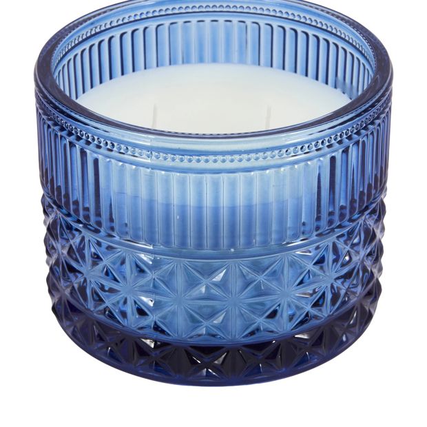 Anko Blue Embossed Glass Candle
