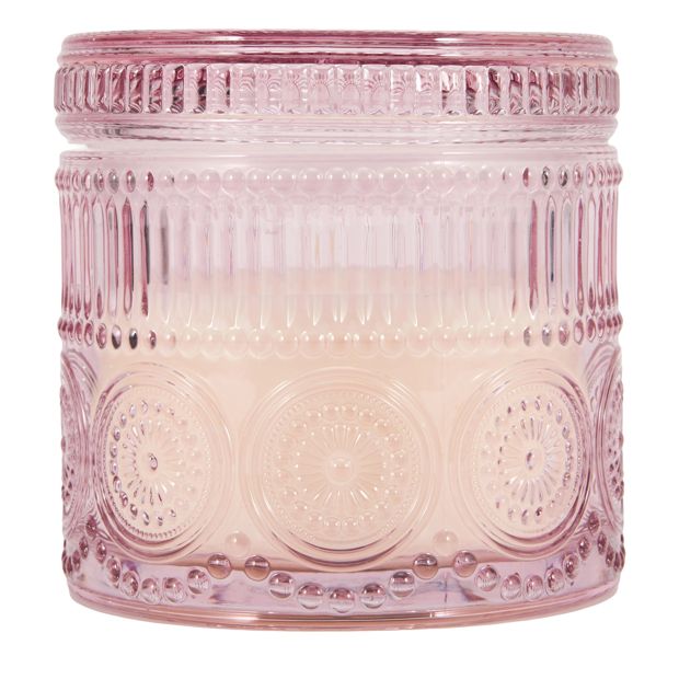 Anko Pink Embossed Glass Candle