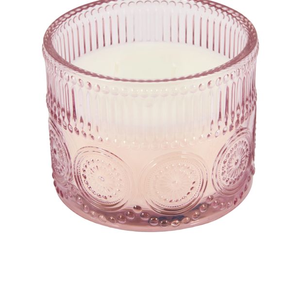 Anko Pink Embossed Glass Candle