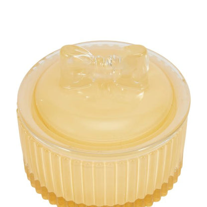 Anko Yellow Bow Lid Glass Candle