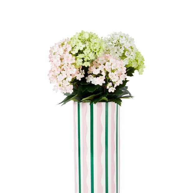 Anko Pink and Green Stripe Ceramic Vase