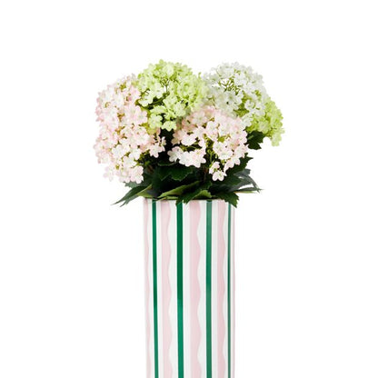 Anko Pink and Green Stripe Ceramic Vase