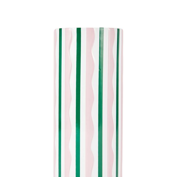 Anko Pink and Green Stripe Ceramic Vase