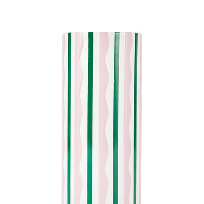 Anko Pink and Green Stripe Ceramic Vase