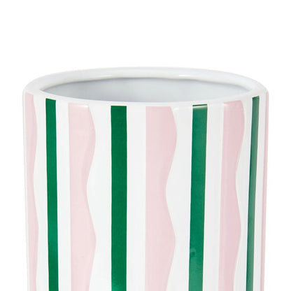 Anko Pink and Green Stripe Ceramic Vase