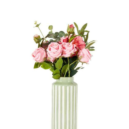 Anko Green Textured Stripe Ceramic Vase