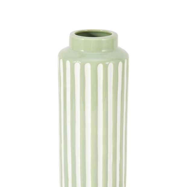 Anko Green Textured Stripe Ceramic Vase