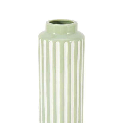 Anko Green Textured Stripe Ceramic Vase