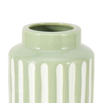 Anko Green Textured Stripe Ceramic Vase