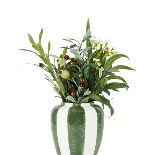 Anko Green Wide Stripe Ceramic Vase