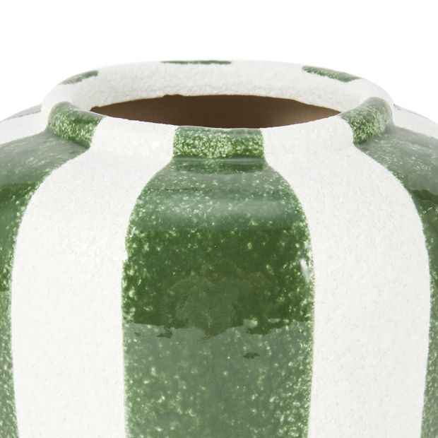 Anko Green Wide Stripe Ceramic Vase