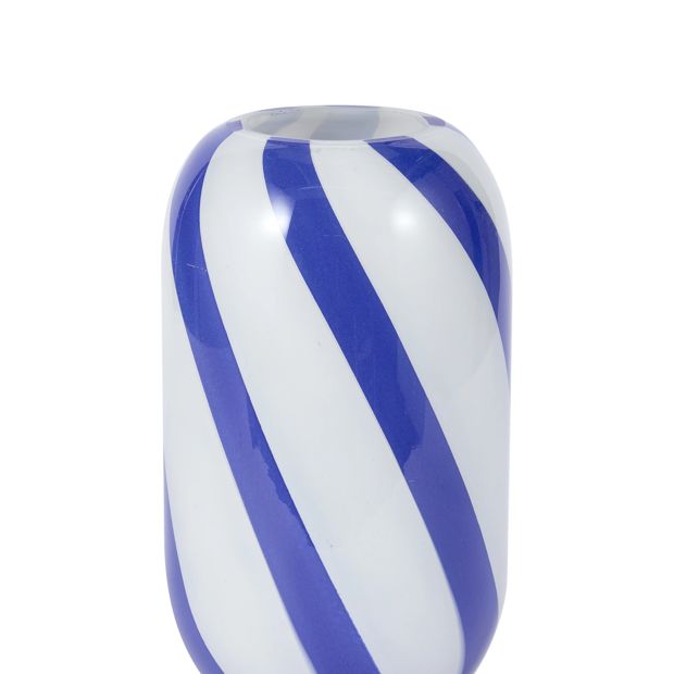 Anko Blue Swirl Stripe Glass Vase