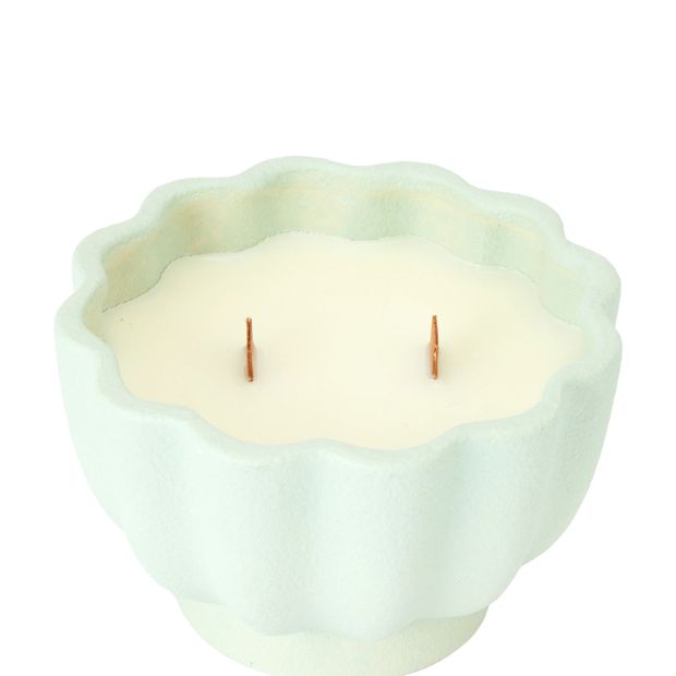 Anko Sage Wave Pedestal Ceramic Candle