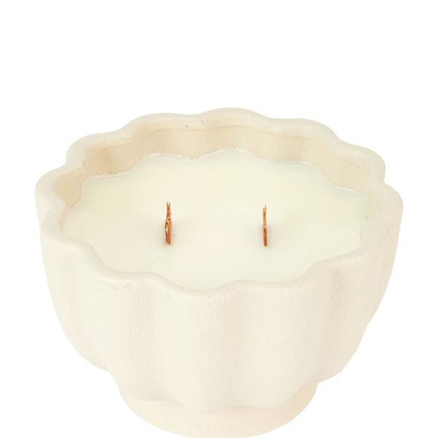 Anko Taupe Wavy Pedestal Ceramic Candle
