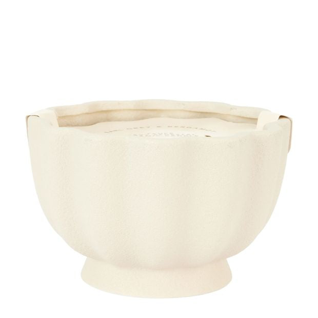 Anko Taupe Wavy Pedestal Ceramic Candle