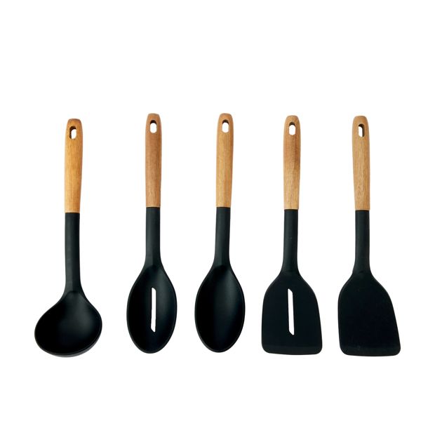 Anko Set of 5 Silicone Utensils with Acacia Handles