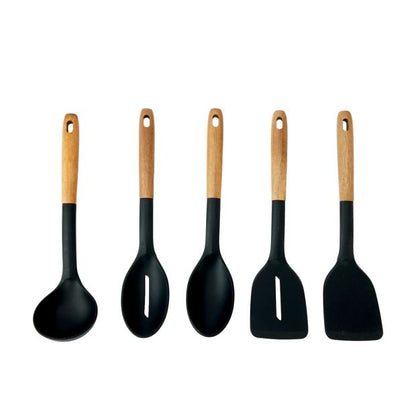Anko Set of 5 Silicone Utensils with Acacia Handles