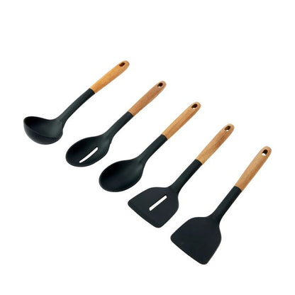 Anko Set of 5 Silicone Utensils with Acacia Handles