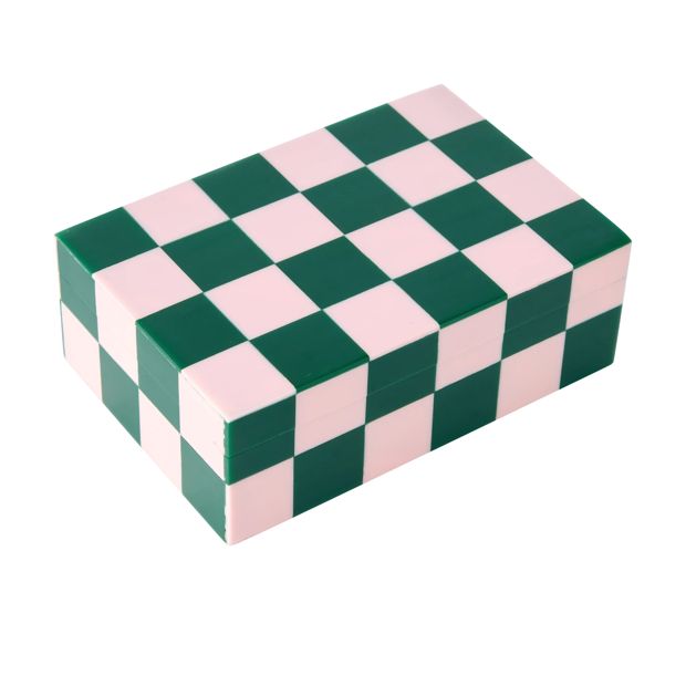 Anko Green and Pink Check Decor Box
