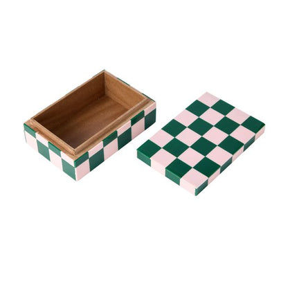 Anko Green and Pink Check Decor Box