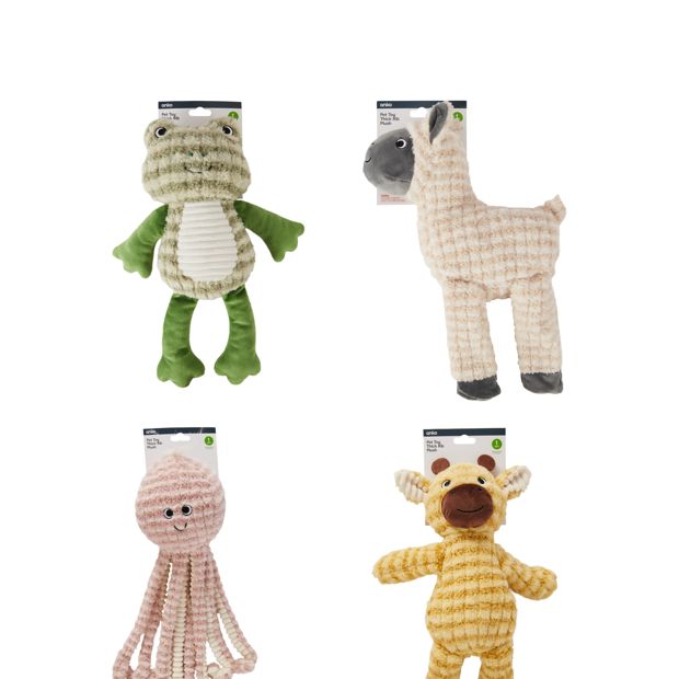 Pet Toy Thick Rib Plush  - Assorted - Anko