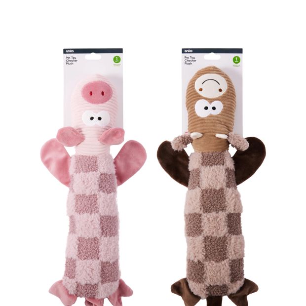Pet Toy Checker Plush  - Assorted - Anko