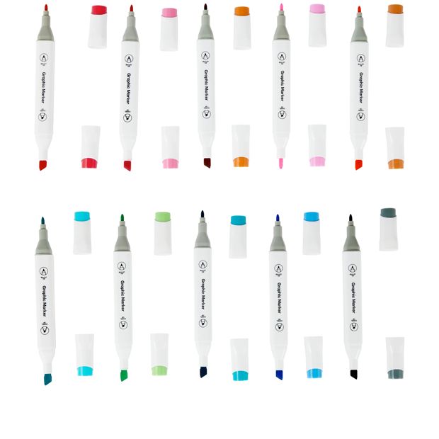 Anko 20 Pack Dual-Tip Markers with Carrying Case - Assorted