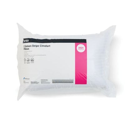Anko 2 Pack Sateen Stripe Comfort Pillows, High Profile - White