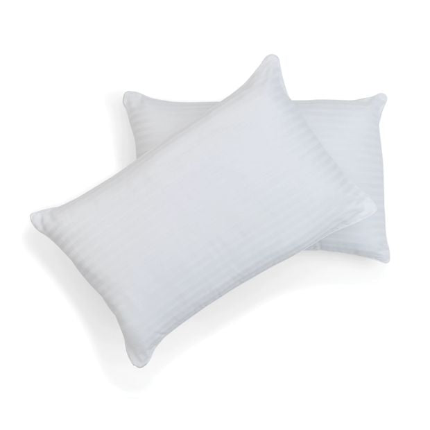 Anko 2 Pack Sateen Stripe Comfort Pillows, High Profile - White
