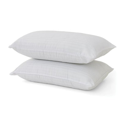 Anko 2 Pack Sateen Stripe Comfort Pillows, High Profile - White