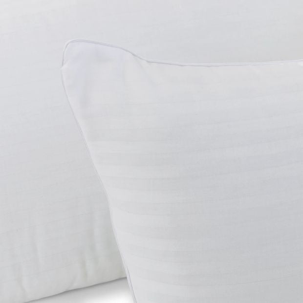 Anko 2 Pack Sateen Stripe Comfort Pillows, High Profile - White