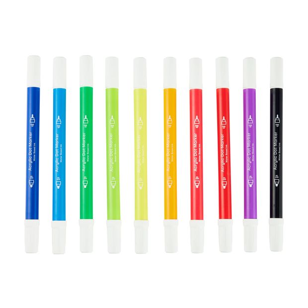 Anko 10 Pack Dual-Tip Acrylic Dot Markers - Bright