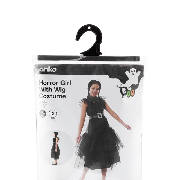 2 Piece Horror Girl with Wig Costume - Ages 12+