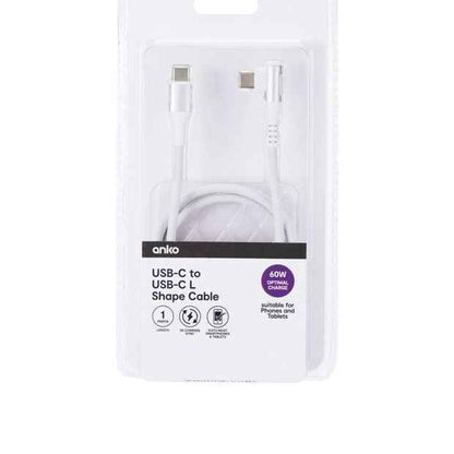 Anko 1m USB C-USB C L Shape Cable