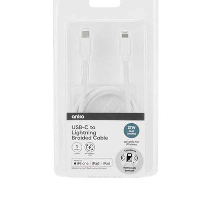 Anko USB-C to Lightning Braided Cable - 1m - White