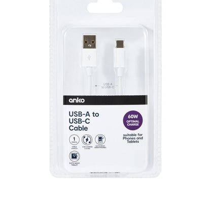 Anko USB-A to USB-C Cable - 1m - White