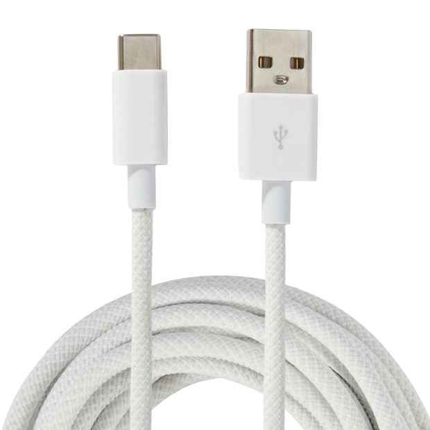 Anko 2m USB-A to USB-C 60W Braid Cable - White
