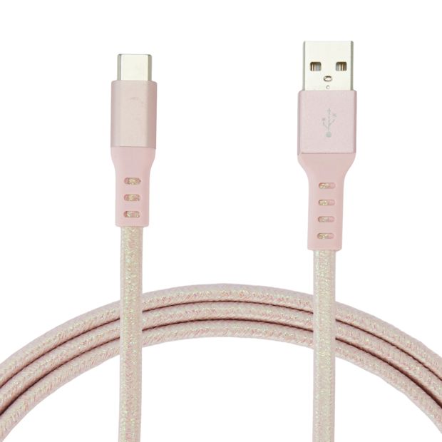 Anko USB-A to USB-C Braided Cable - 1m - Pink
