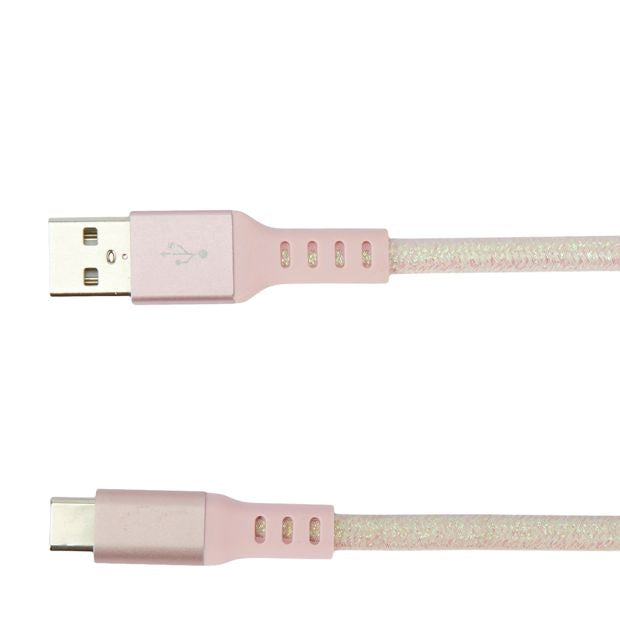 Anko USB-A to USB-C Braided Cable - 1m - Pink