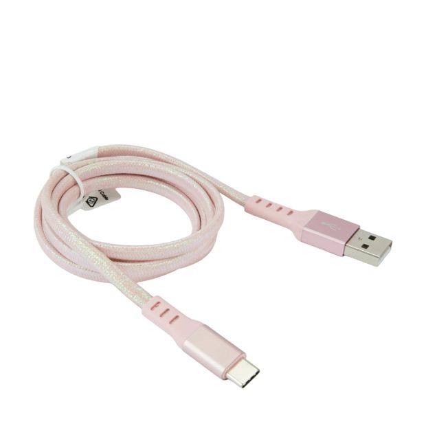 Anko USB-A to USB-C Braided Cable - 1m - Pink