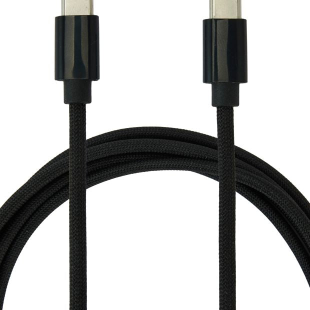 Braided USB-C to USB-C Cable, 2m, Black - Anko