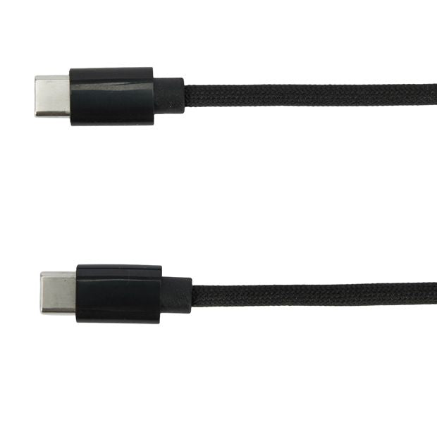 Braided USB-C to USB-C Cable, 2m, Black - Anko