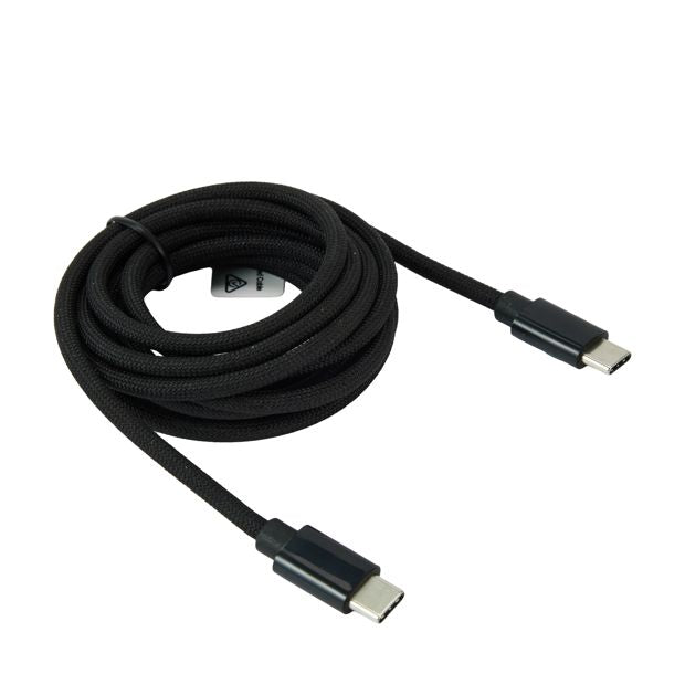 Braided USB-C to USB-C Cable, 2m, Black - Anko