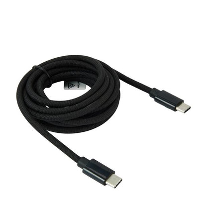 Braided USB-C to USB-C Cable, 2m, Black - Anko