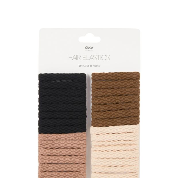 OXX Haircare 30 Piece Hair Elastics - Black and Nude