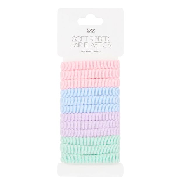 OXX Haircare 12 Piece Soft Ribbed Hair Elastics